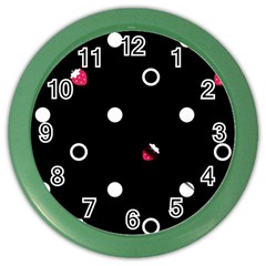 Strawberry Dots White With Black Color Wall Clock