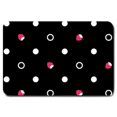 Strawberry Dots White With Black Large Doormat