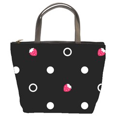 Strawberry Dots White With Black Bucket Bag by strawberrymilk