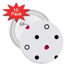 Strawberry Circles Black 10 Pack Regular Button (round) by strawberrymilk