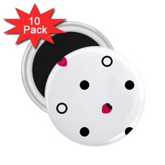 Strawberry Circles Black 10 Pack Regular Magnet (round) by strawberrymilk