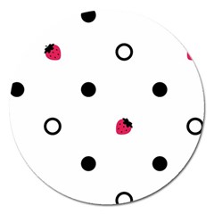 Strawberry Circles Black Extra Large Sticker Magnet (round) by strawberrymilk