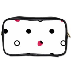 Strawberry Circles Black Twin-sided Personal Care Bag