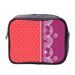 Lace Dots With Violet Rose Mini Toiletries Bag (two Sides)