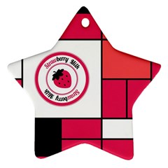 Brand Strawberry Piet Mondrian Pink Twin-sided Ceramic Ornament (star) by strawberrymilk