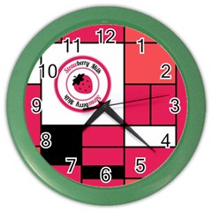 Brand Strawberry Piet Mondrian Pink Colored Wall Clock by strawberrymilk