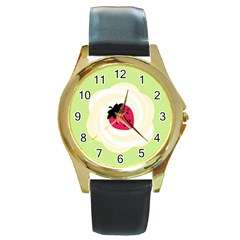 Cake Top Lime Round Gold Metal Watch by strawberrymilk