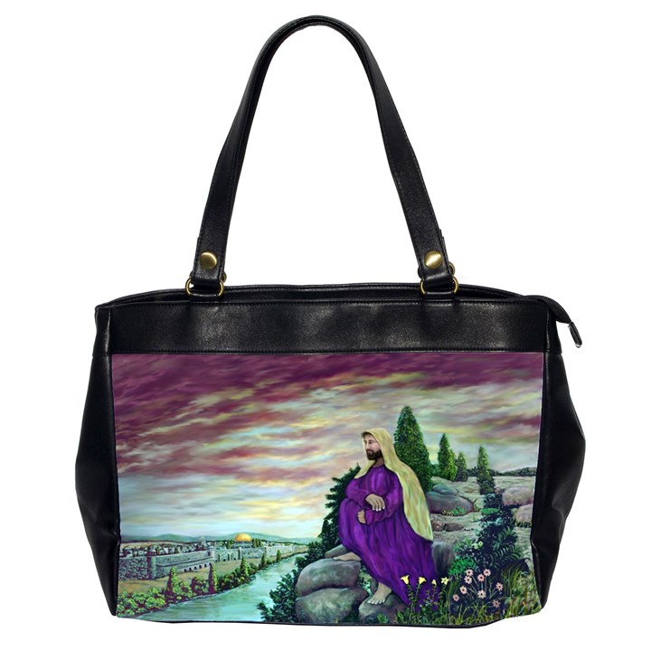 Jesus Overlooking Jerusalem by Ave Hurley  Twin-sided Oversized Handbag