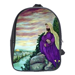 Jesus Overlooking Jerusalem By Ave Hurley  School Bag (xl) by ArtRave2