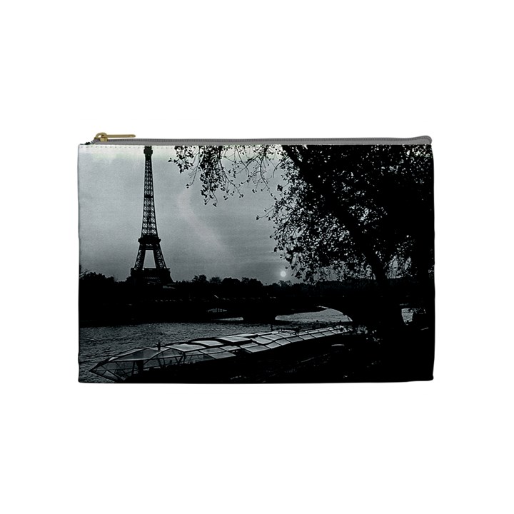 Vintage France Paris Eiffel tour & Seine at dusk 1970 Medium Makeup Purse