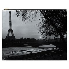 Vintage France Paris Eiffel Tour & Seine At Dusk 1970 Cosmetic Bag (xxxl) by Vintagephotos