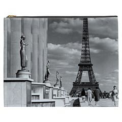 Vintage France Paris Eiffel Tour Chaillot Palace 1970 Cosmetic Bag (xxxl)