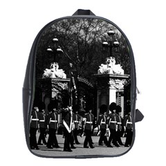 Vintage England London Changing Guard Buckingham Palace Large School Backpack by Vintagephotos