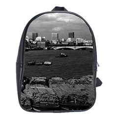 Vintage Uk England River Thames London Skyline City Large School Backpack by Vintagephotos