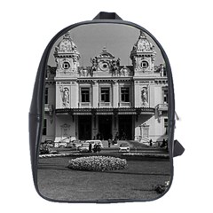 Vintage Principality Of Monaco Monte Carlo Casino Large School Backpack by Vintagephotos
