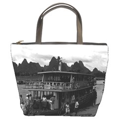 Vintage China Guilin River Boat 1970 Bucket Handbag by Vintagephotos