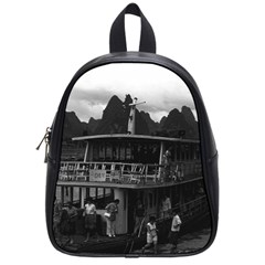 Vintage China Guilin River Boat 1970 Small School Backpack by Vintagephotos