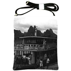 Vintage China Guilin River Boat 1970 Cross Shoulder Sling Bag by Vintagephotos