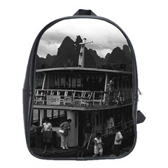 Vintage China Guilin River Boat 1970 School Bag (xl) by Vintagephotos