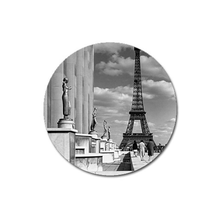 Vintage France Paris Eiffel tour Chaillot palace 1970 Large Sticker Magnet (Round)