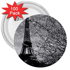 Vintage France Paris Eiffel Tour 1970 100 Pack Large Button (round) by Vintagephotos