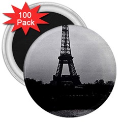Vintage France Paris Eiffel Tour  Seine At Dusk 1970 100 Pack Large Magnet (round) by Vintagephotos