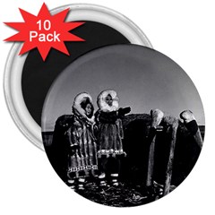 Vintage Usa Fur Clad Eskimos Of Arctic Alaska Bu Sod Igloo 10 Pack Large Magnet (round) by Vintagephotos