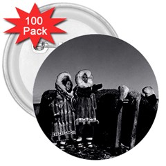 Vintage Usa Fur Clad Eskimos Of Arctic Alaska Bu Sod Igloo 100 Pack Large Button (round) by Vintagephotos