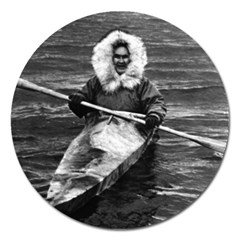 Vintage Usa Alaska Eskimo And His Kayak 1970 Extra Large Sticker Magnet (round)