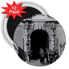 Vintage Principality Of Monaco Palace Gate And Guard 10 Pack Large Magnet (round) by Vintagephotos