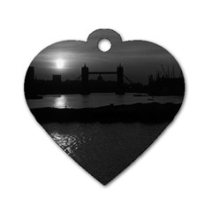 Vintage Uk England London Sun Sets Tower Bridge 1970 Single-sided Dog Tag (heart) by Vintagephotos