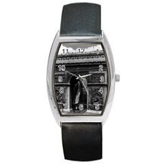 Vintage France Paris Triumphal Arch  Place De L etoile Black Leather Watch (tonneau) by Vintagephotos