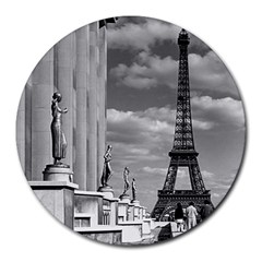 Vintage France Paris Eiffel Tour Chaillot Palace 1970 8  Mouse Pad (round) by Vintagephotos