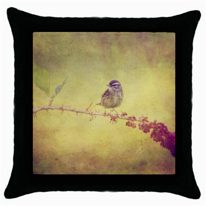 Palm Warbler Black Throw Pillow Case