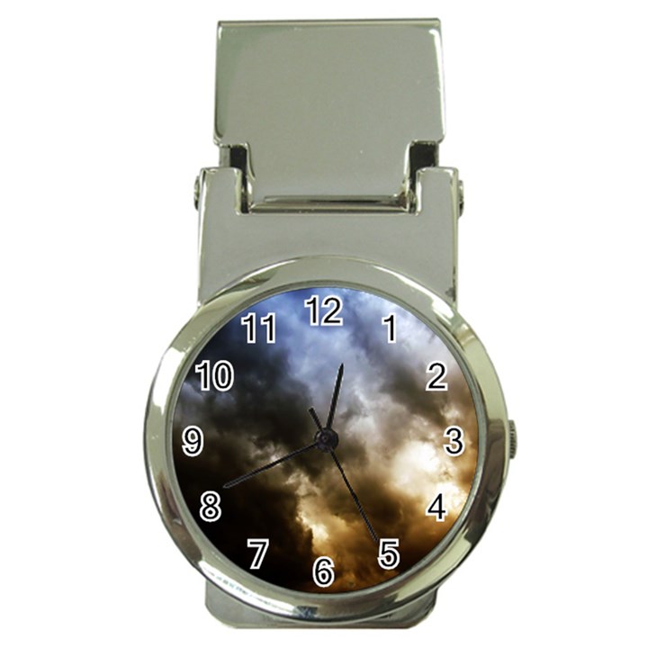 cloudscape Chrome Money Clip with Watch