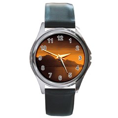 Waterscape, Switzerland Black Leather Watch (round) by artposters