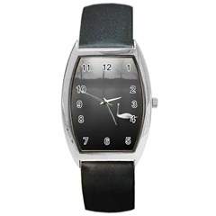 Swan Black Leather Watch (tonneau)