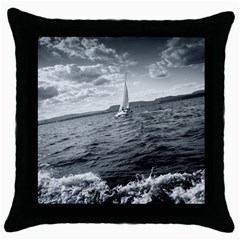 sailing Black Throw Pillow Case