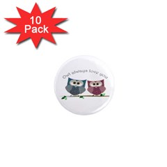 Owl Always Love You, Cute Owls 10 Pack Mini Magnet (round)