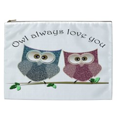 Owl Always Love You, Cute Owls Cosmetic Bag (xxl) by DigitalArtDesgins