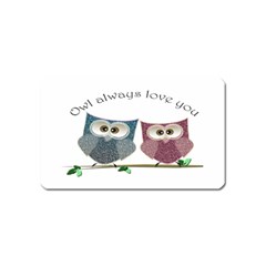 Owl Always Love You, Cute Owls Name Card Sticker Magnet