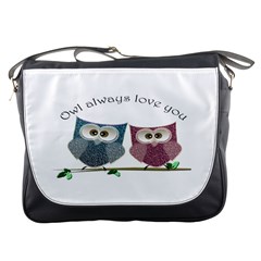 Owl Always Love You, Cute Owls Messenger Bag by DigitalArtDesgins