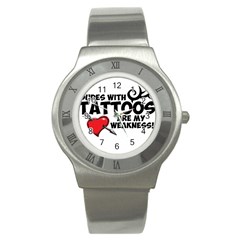 Dudes With Tattoos Stainless Steel Watch (round) by VaughnIndustries