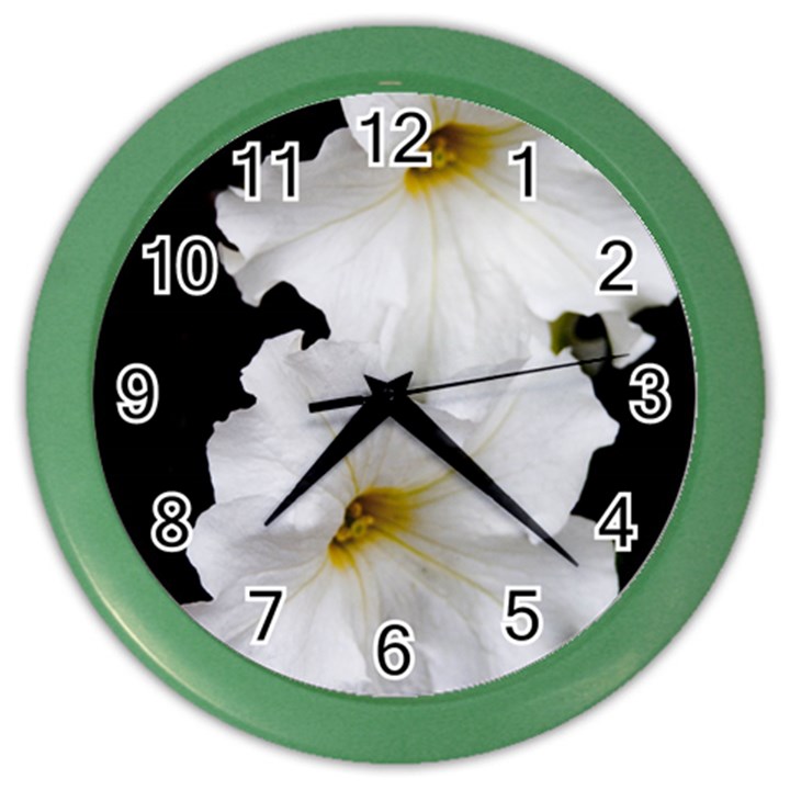 White Peonies   Colored Wall Clock
