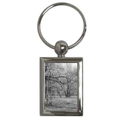 Black And White Forest Key Chain (rectangle) by Elanga