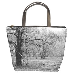 Black And White Forest Bucket Handbag