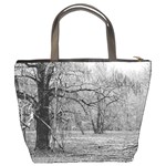 Black and White Forest Bucket Handbag Back