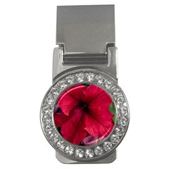 Red Peonies Money Clip With Gemstones (round) by Elanga