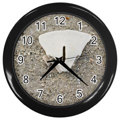 Quarter Of A Sand Dollar Black Wall Clock by Elanga