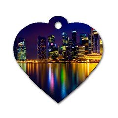 Night View Single-sided Dog Tag (heart) by Unique1Stop